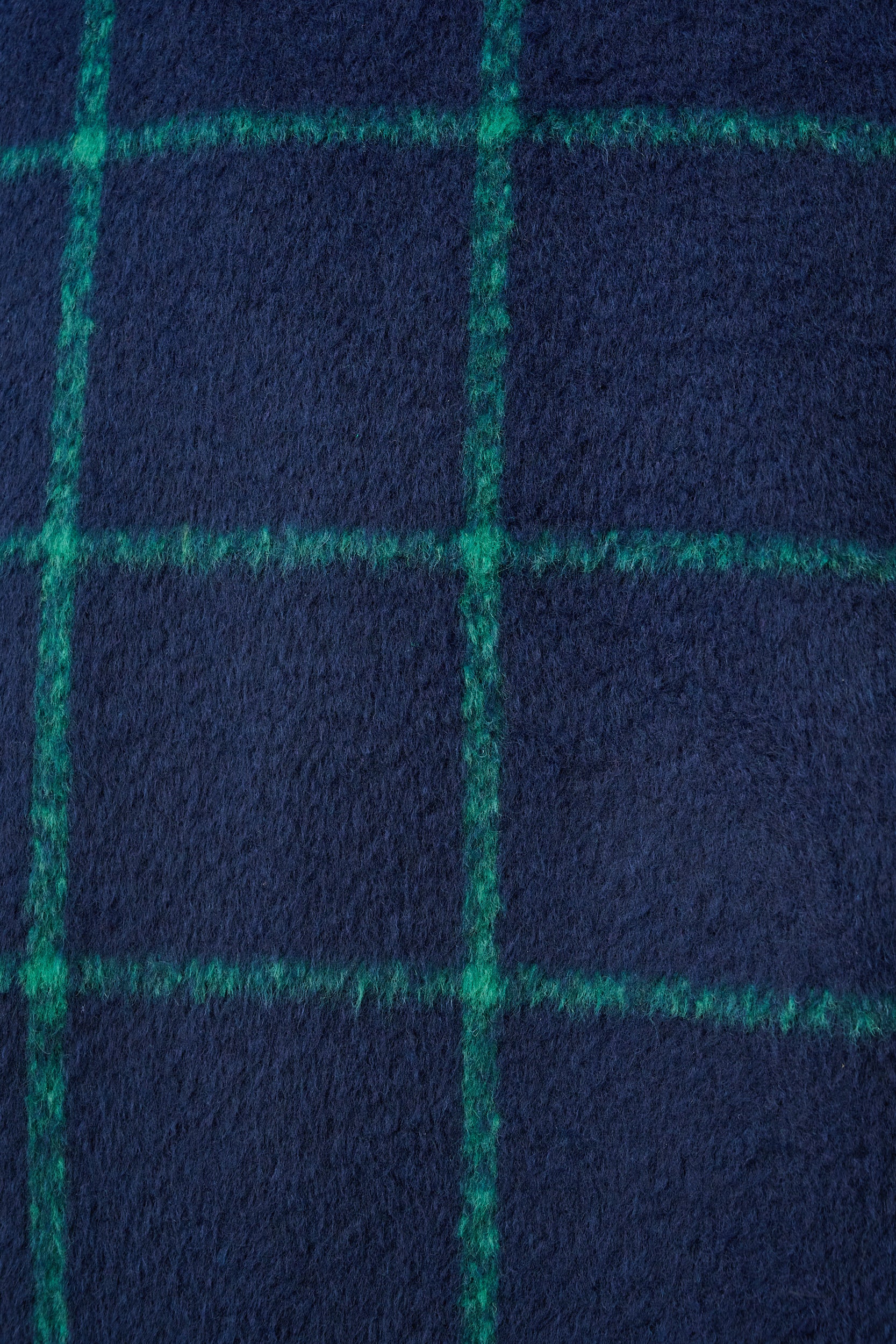 Melton Coat in Ink and Green Grid