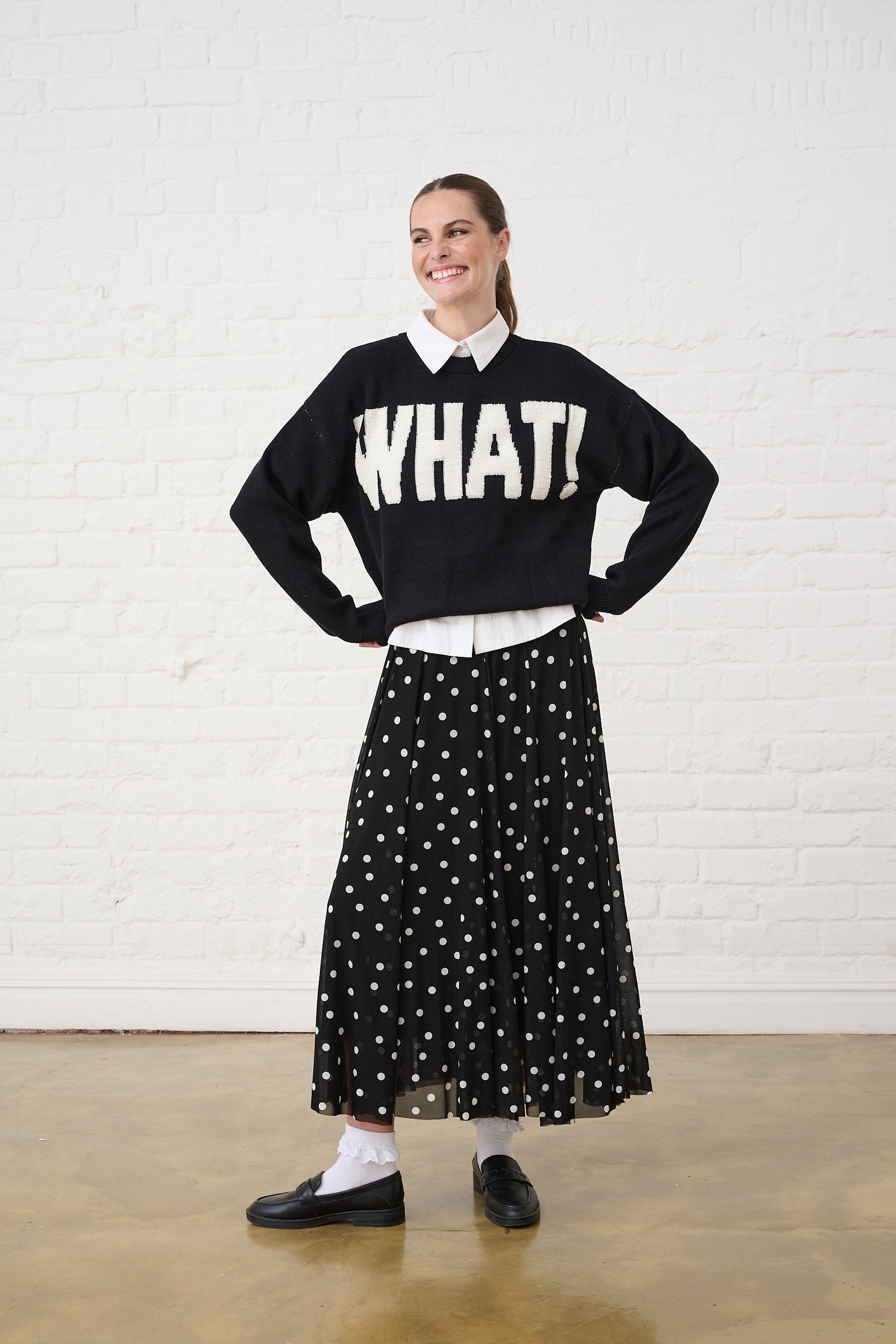 Black Essential Jumper in Textured WHAT!