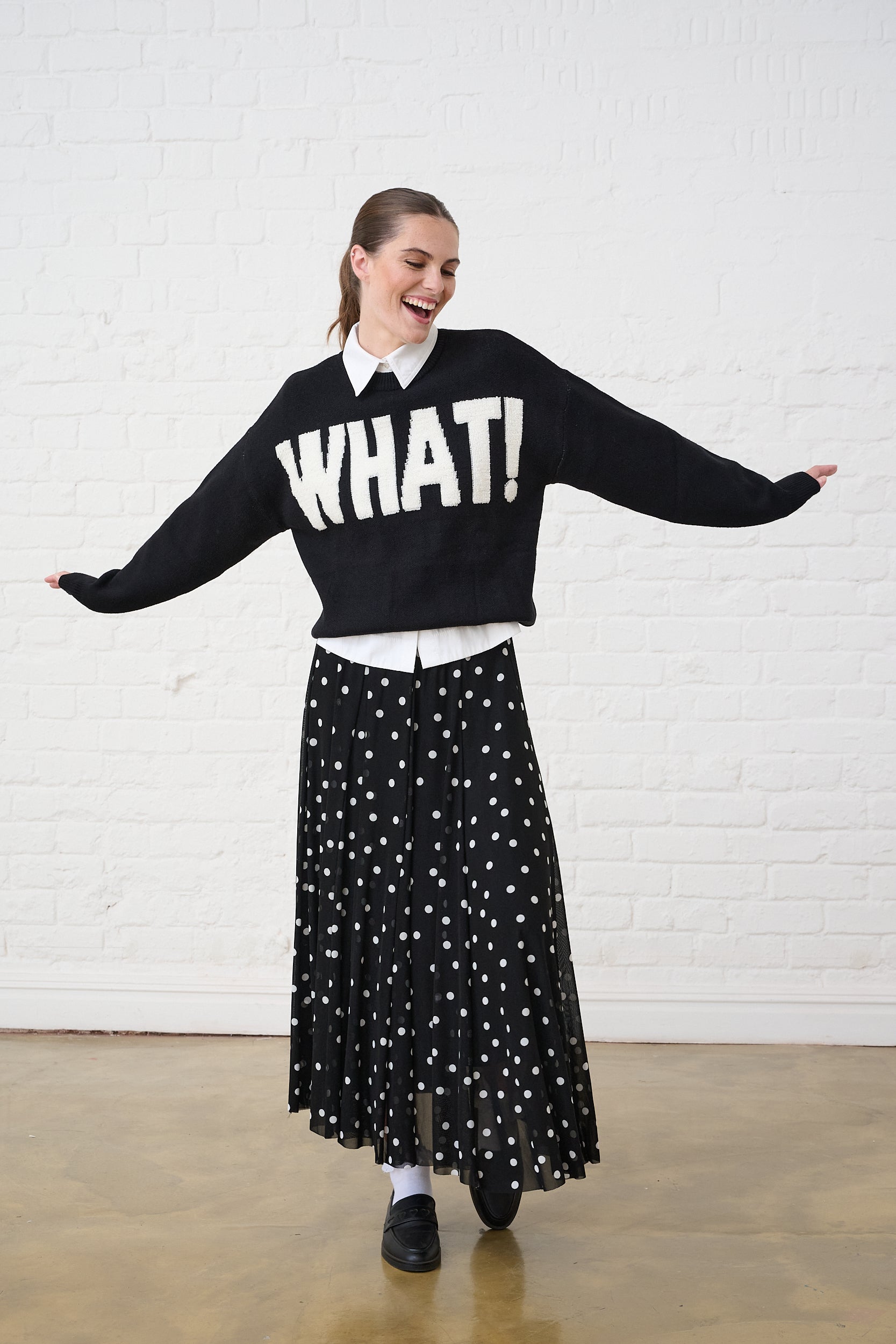 Black Essential Jumper in Textured WHAT!