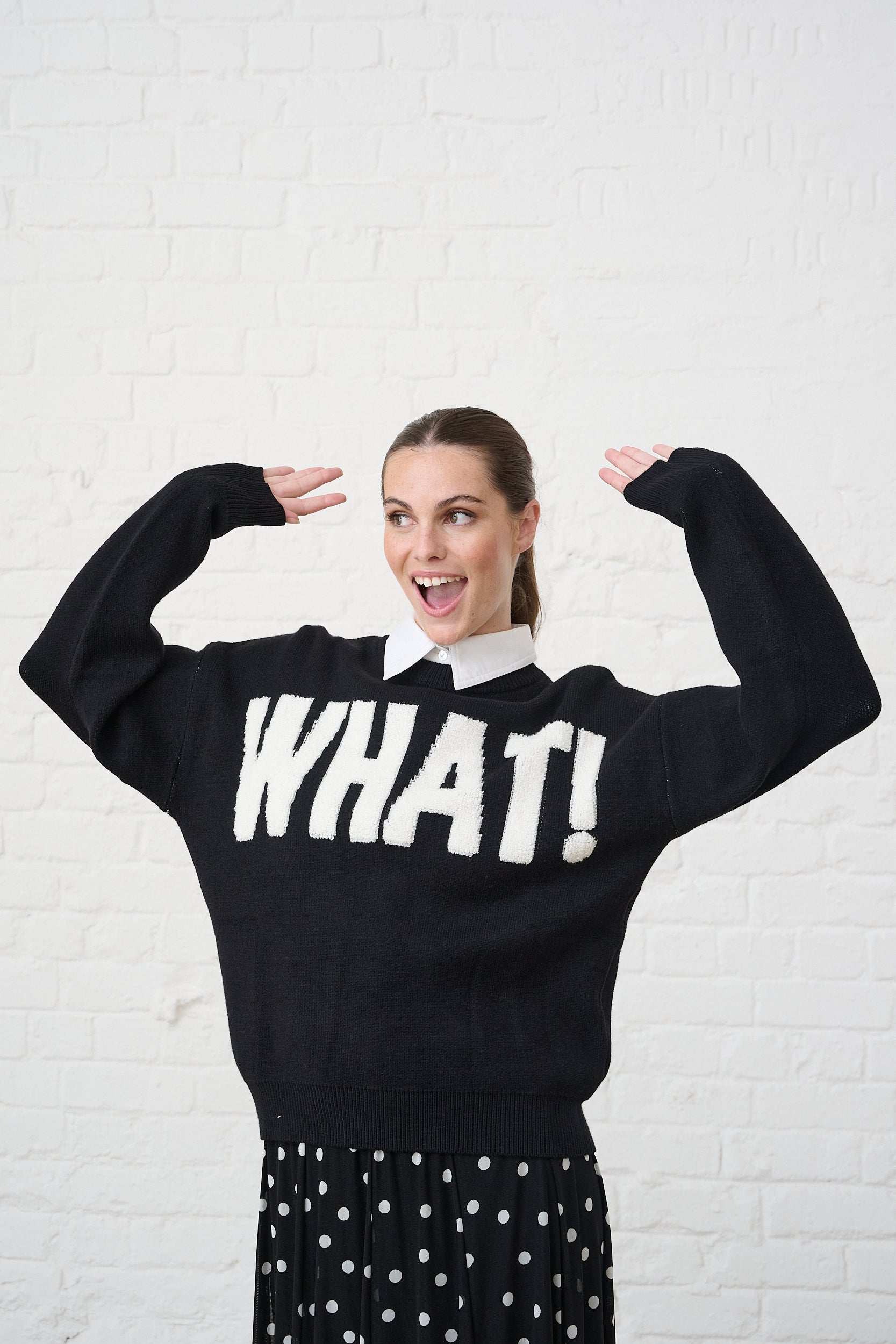Black Essential Jumper in Textured WHAT!