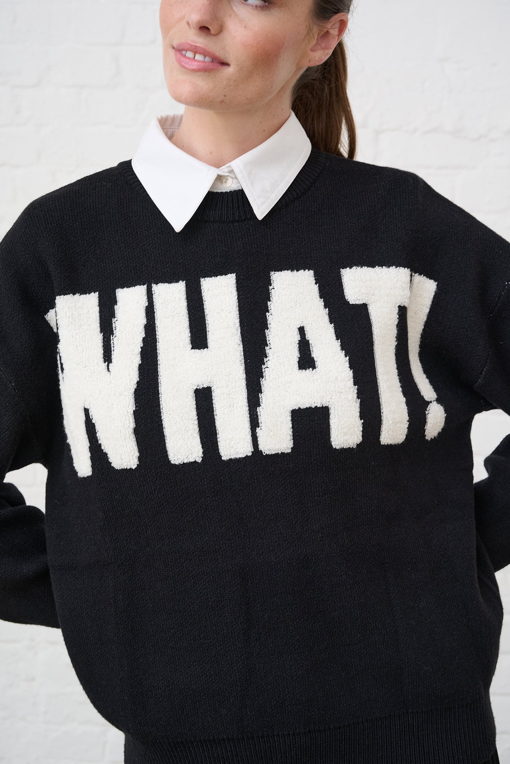Black Essential Jumper in Textured WHAT!