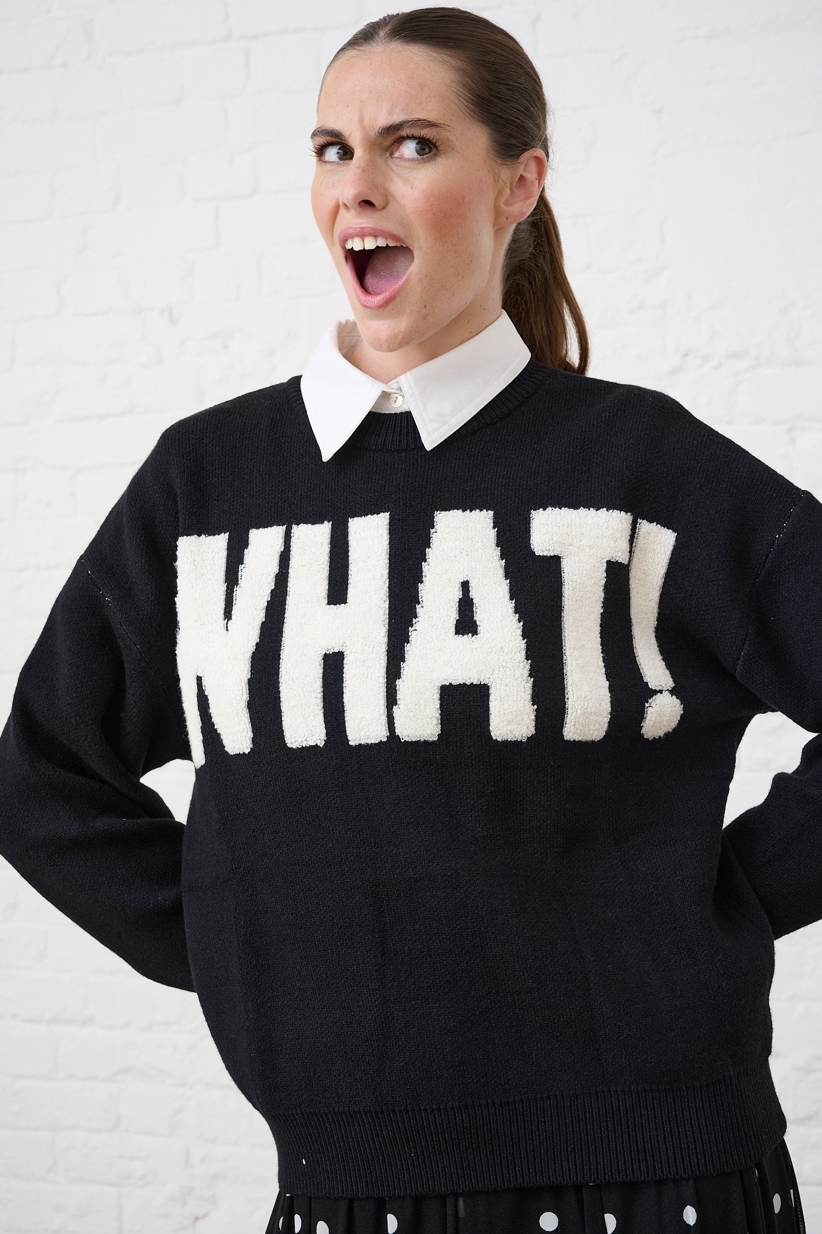 Black Essential Jumper in Textured WHAT!