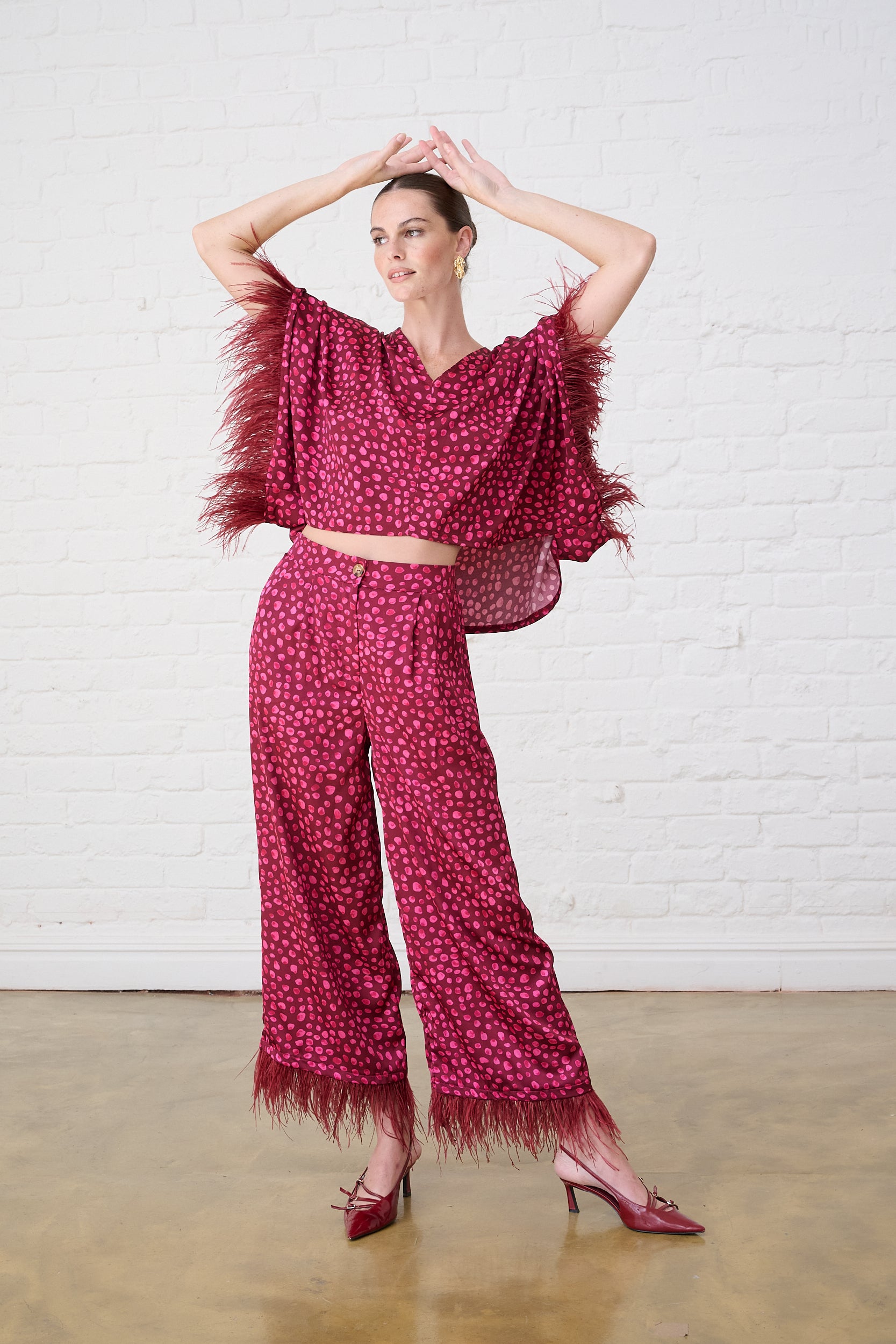 Sizzle Feather Kimono Top in Pink – Me&B