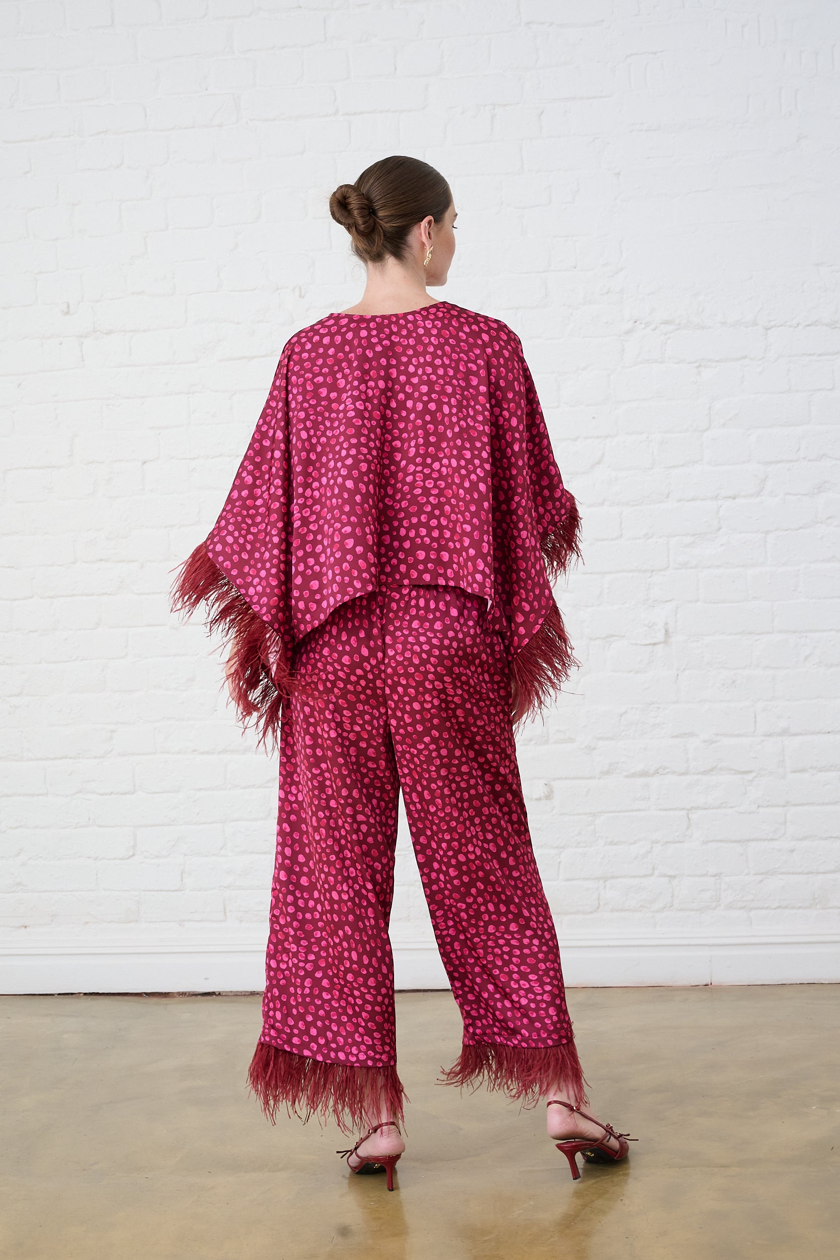 Pants with Feather Trim