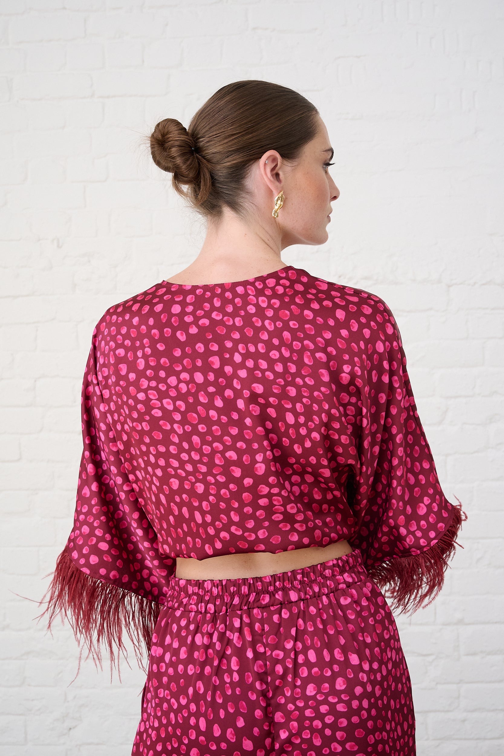Sizzle Feather Kimono Top in Pink