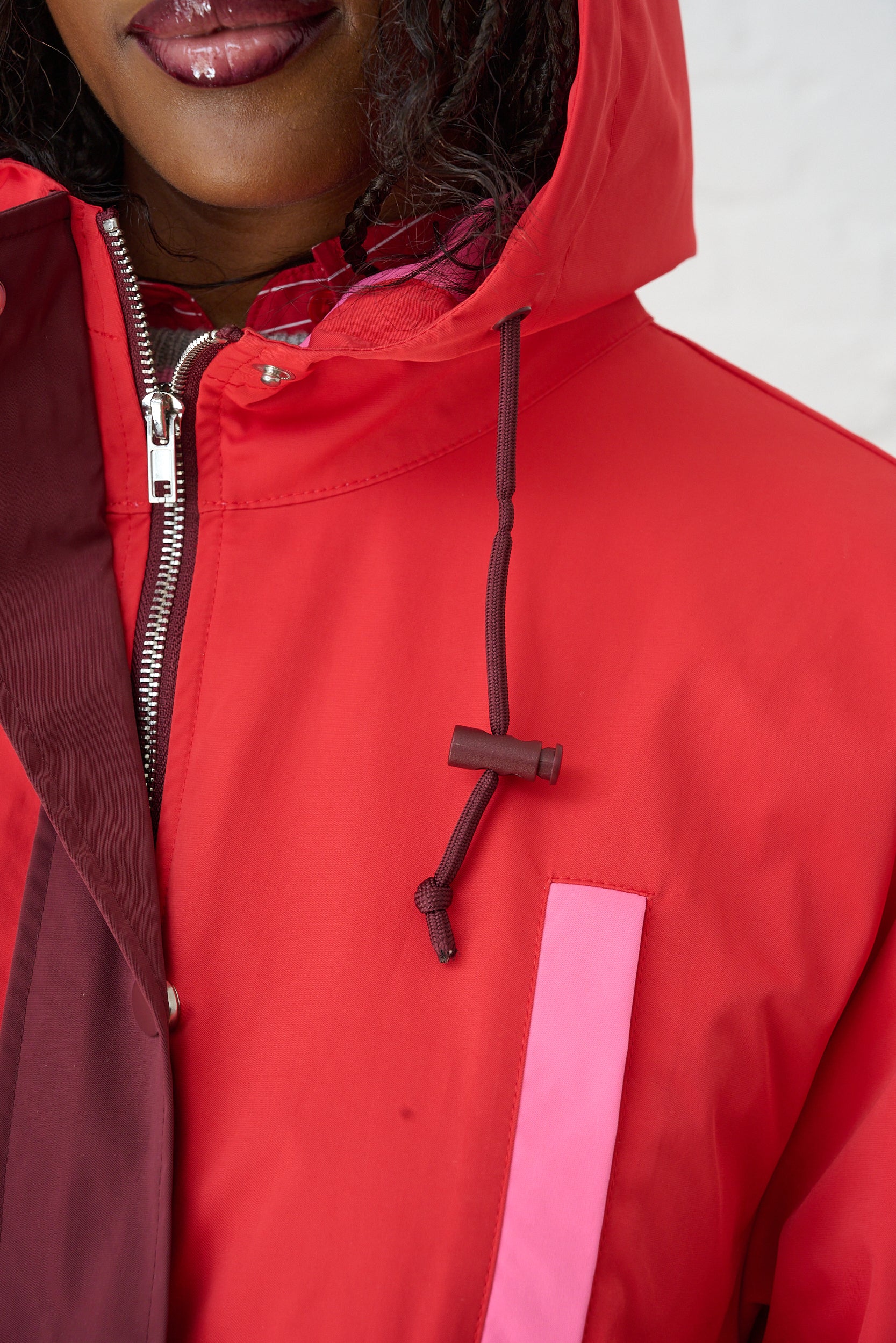 Colourblock Raincoat in Red/Pink