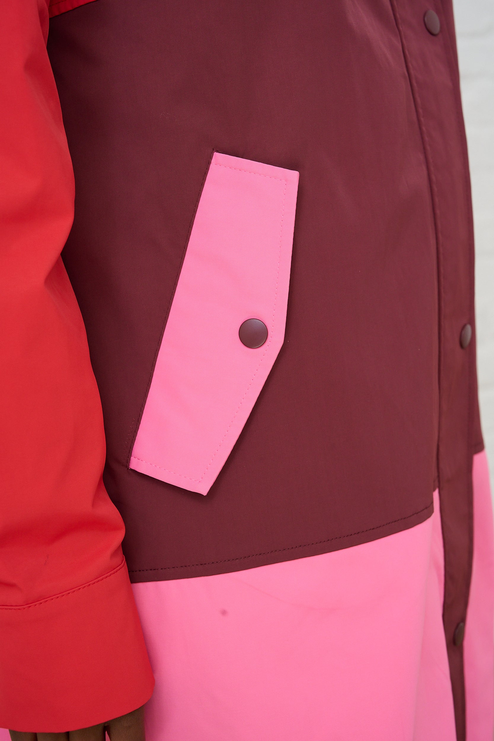 Colourblock Raincoat in Red/Pink