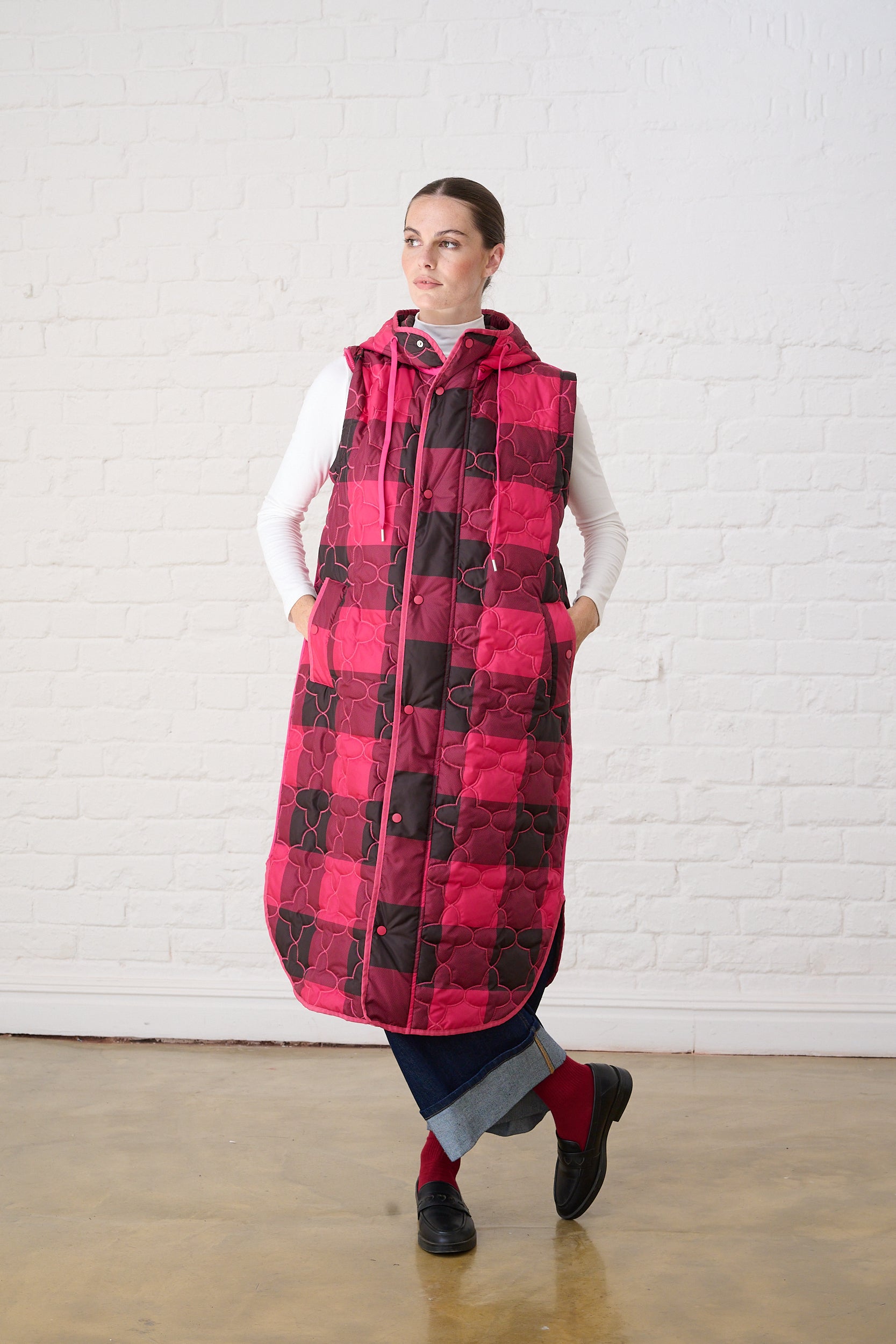 The Multiway Maxi Puffer in Burg Check