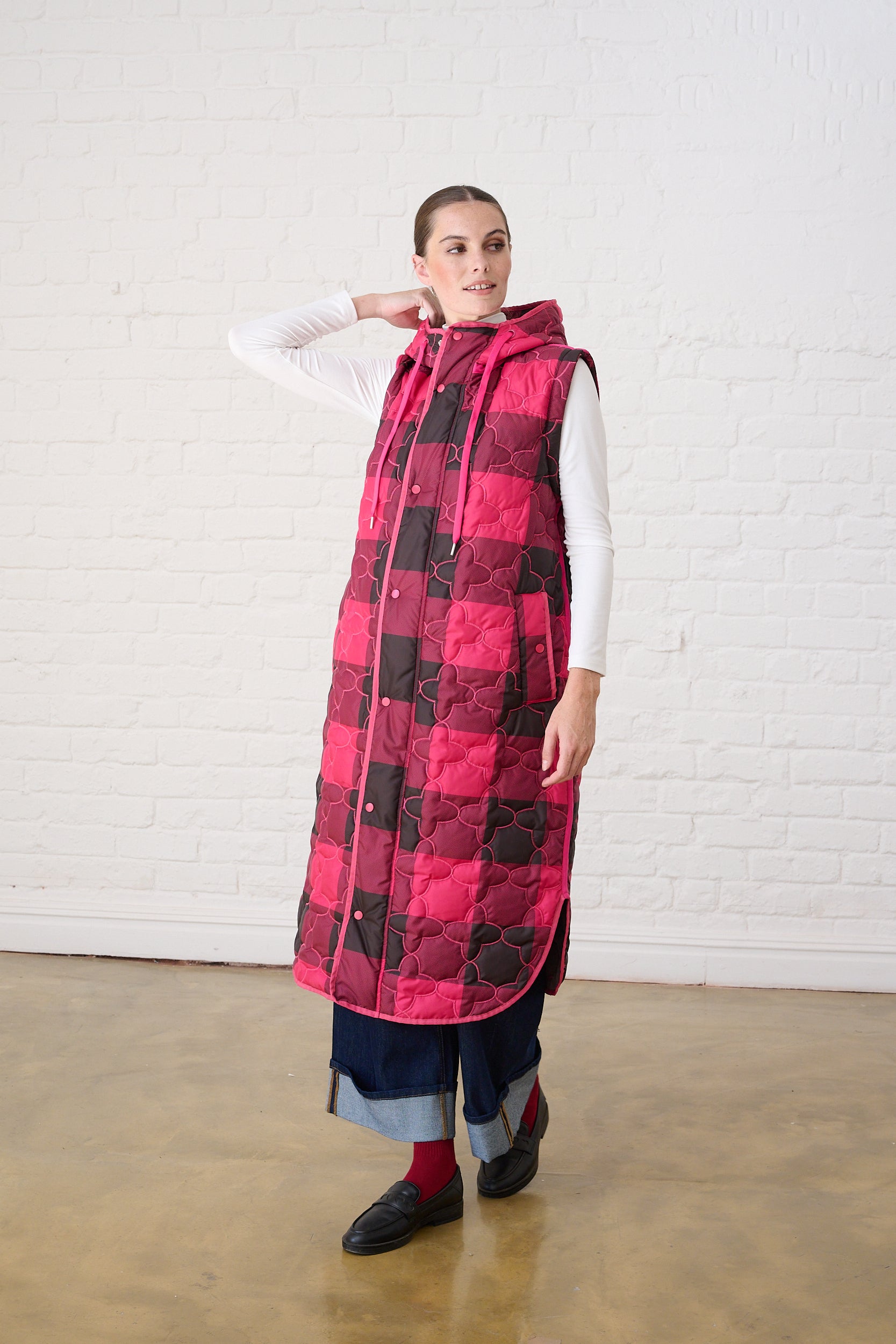 The Multiway Maxi Puffer in Burg Check