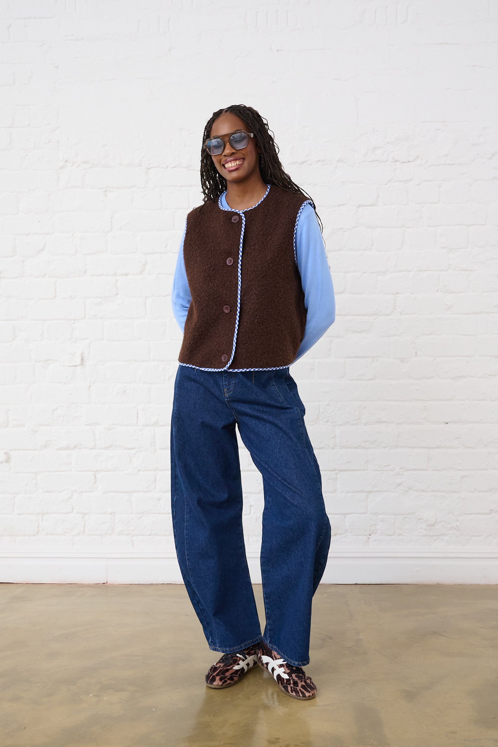 Reversible Gilet in Choc/Blue
