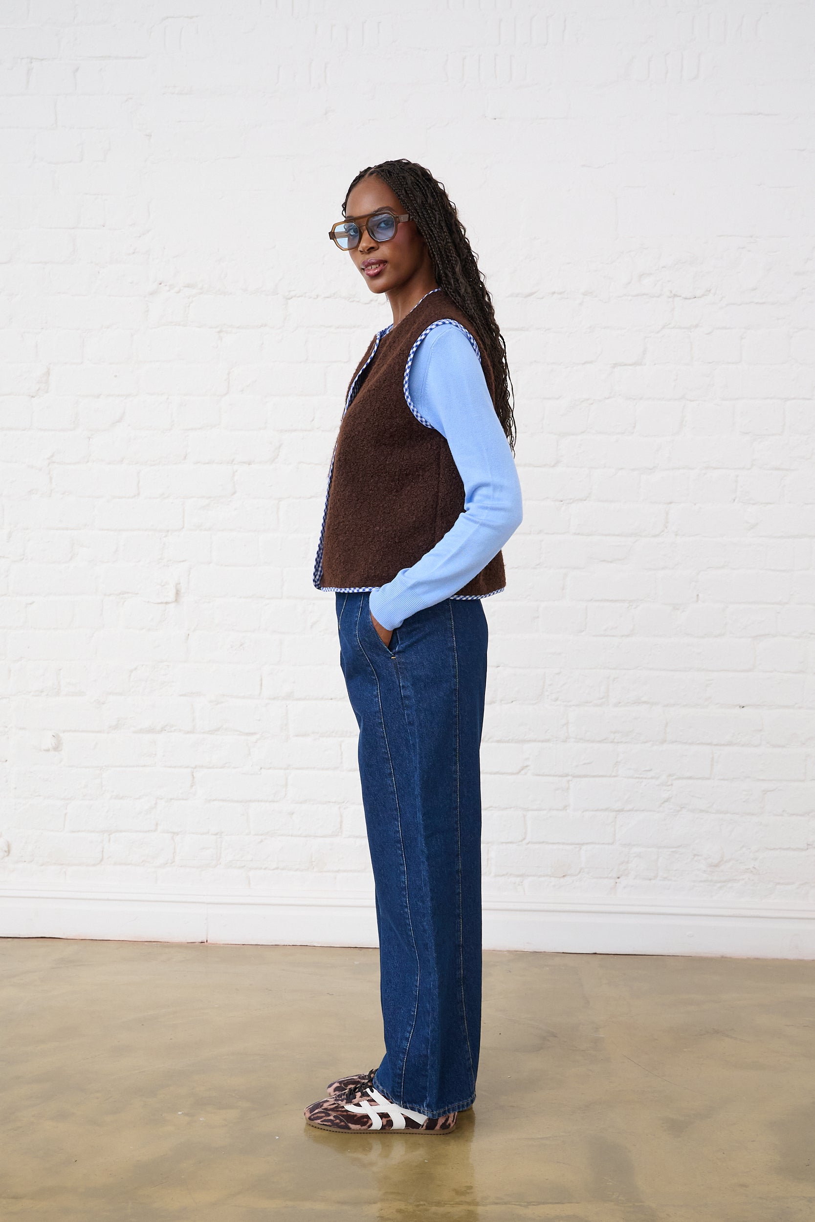 Reversible Gilet in Choc/Blue
