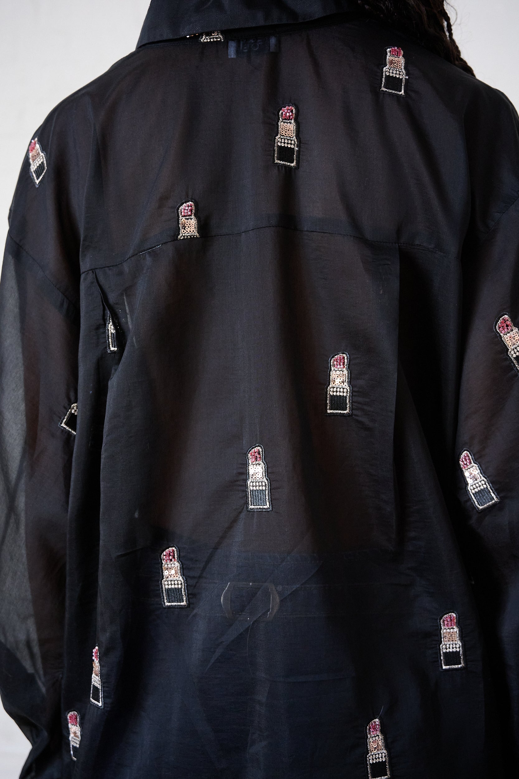 Bellow Sleeve Shirt in Beaded Lipstick