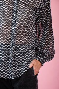 Bellow Sleeve Shirt in Heart Chiffon