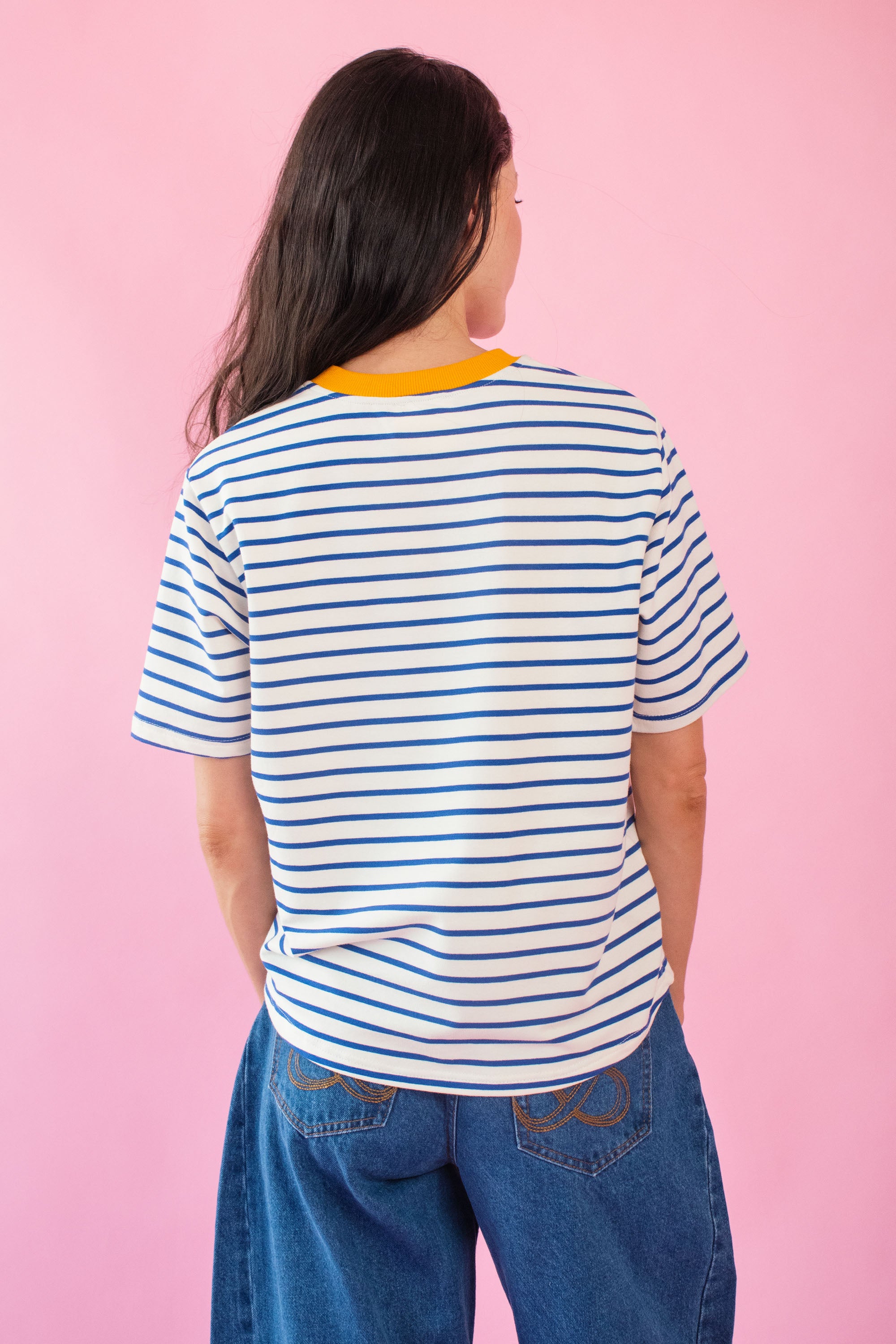 Striped Tee with Embroidered Egg