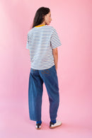 Striped Tee with Embroidered Egg