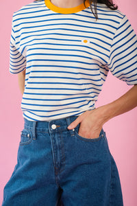 Striped Tee with Embroidered Egg