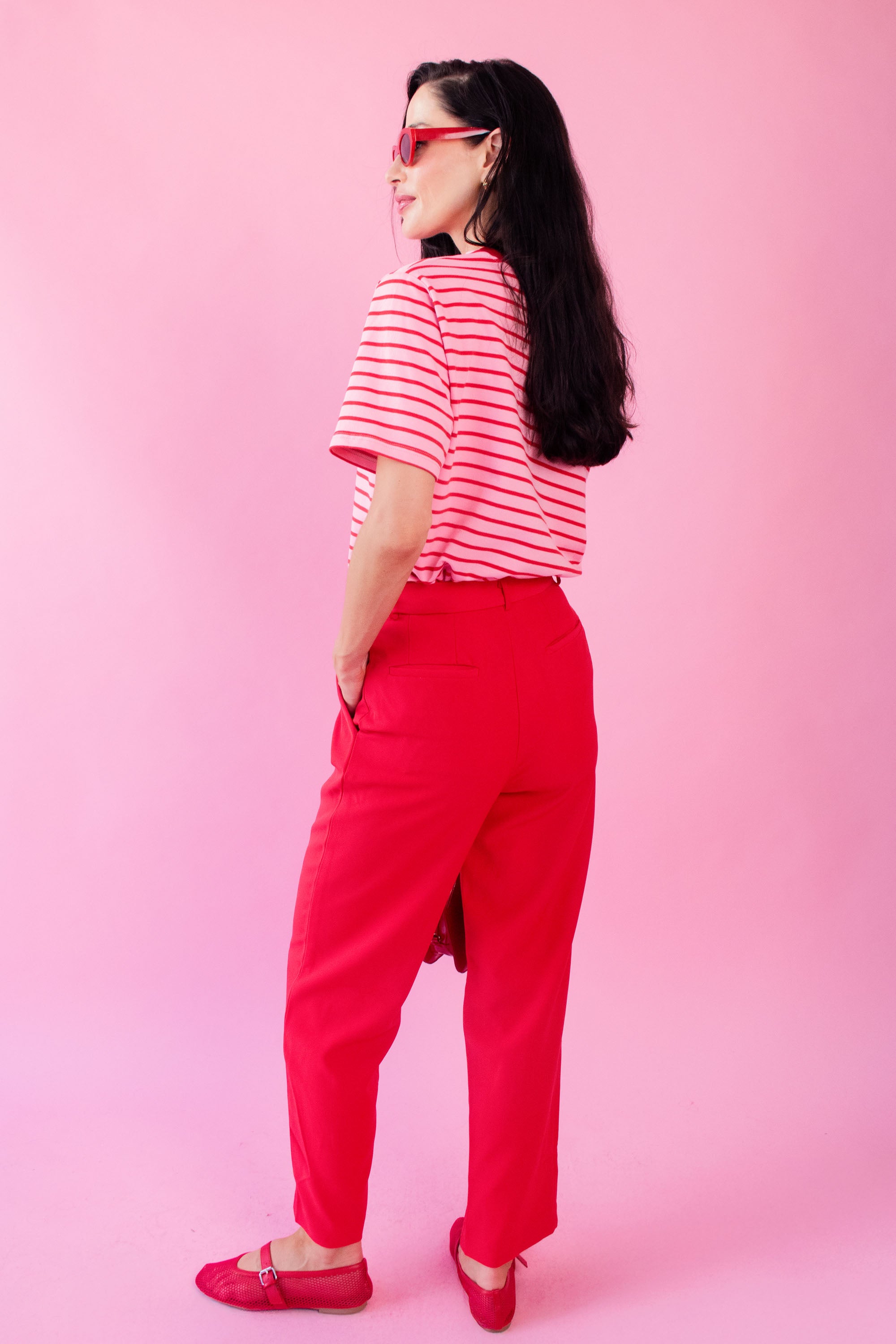 Tailored Tapered leg Pants in Red