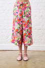 Wide Leg Linen Crop in Watercolour Floral