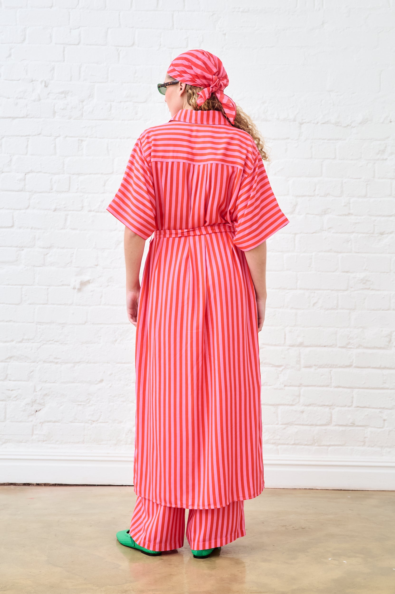 Maxi Shirtdress in Pink and Red Stripe