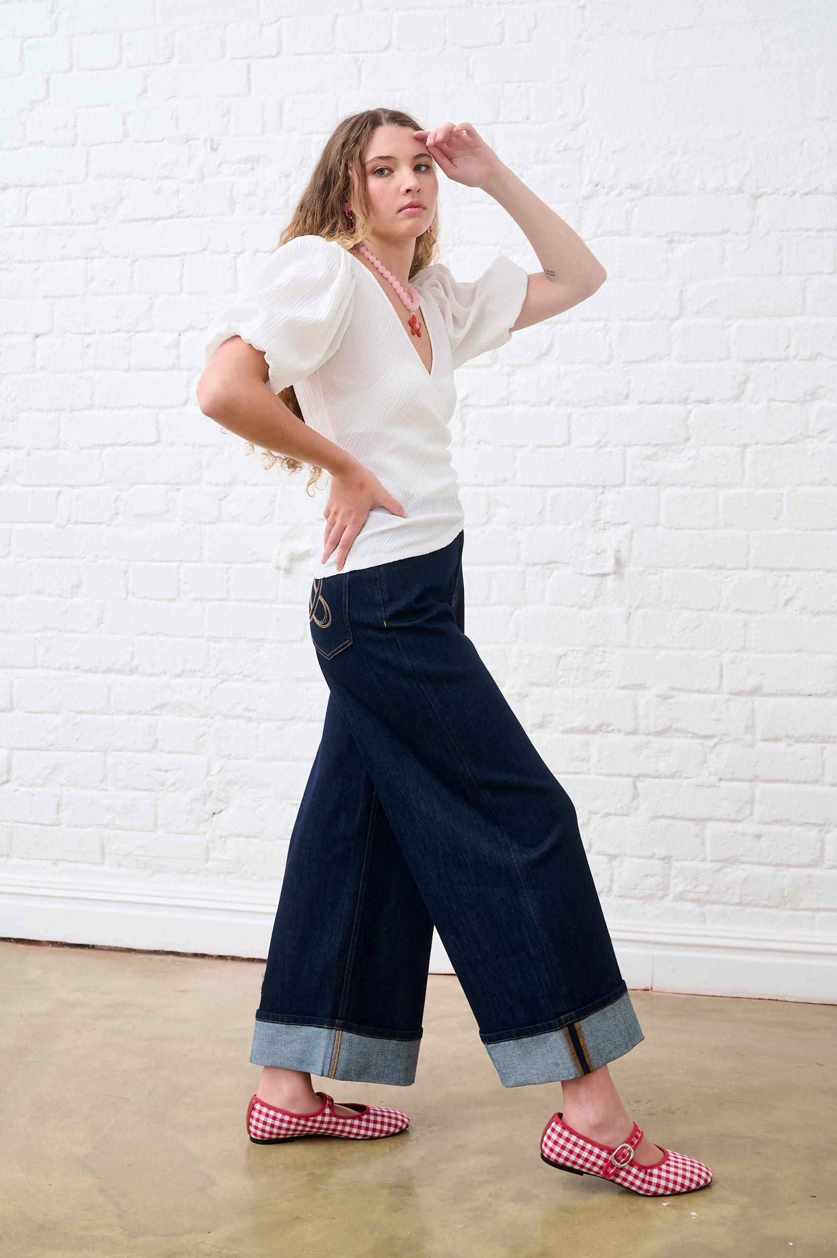 Wrap Top in Milk Crinkle