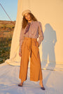 Wide Hem Cropped Pant in Caramel