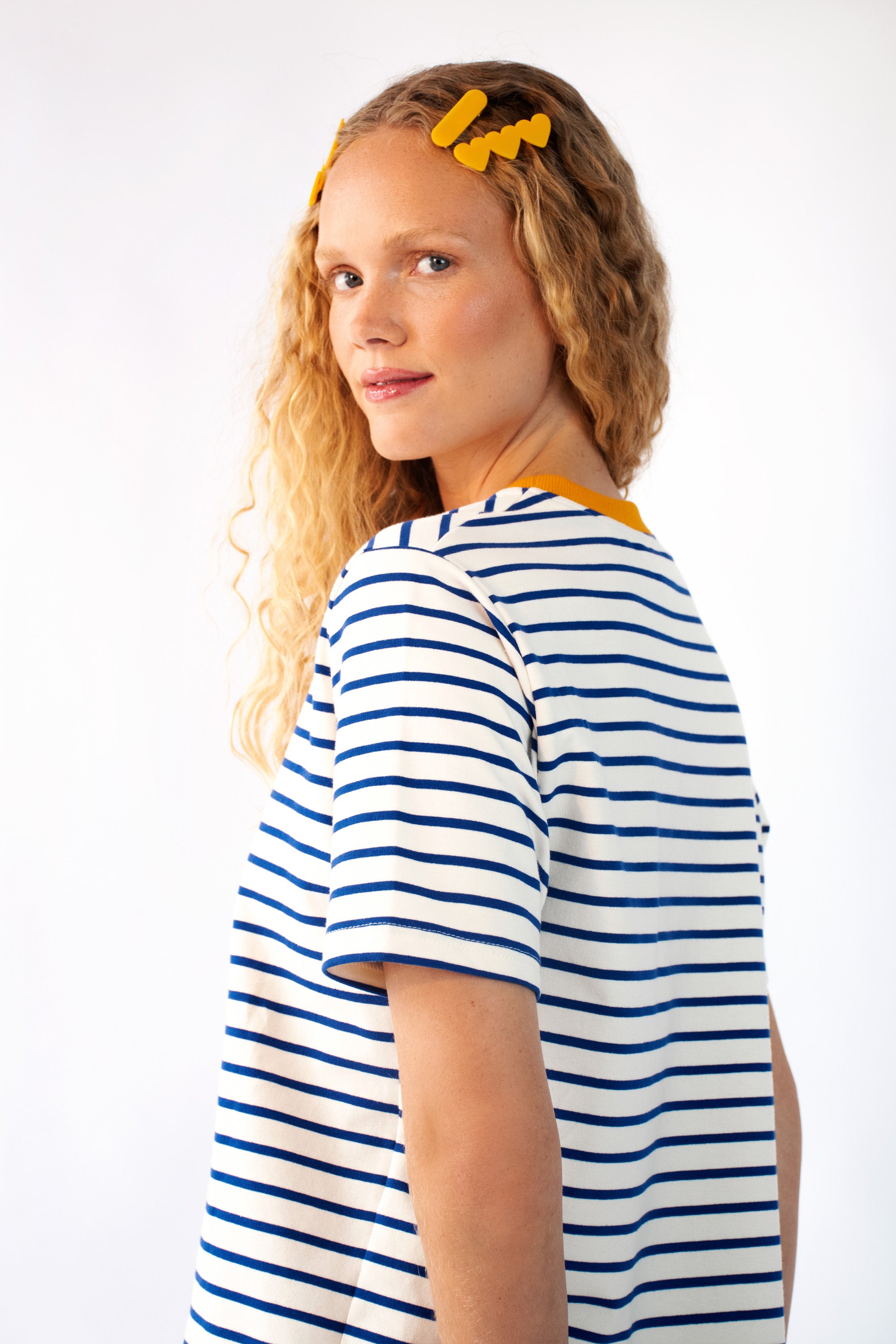 Striped Tee with Embroidered Egg