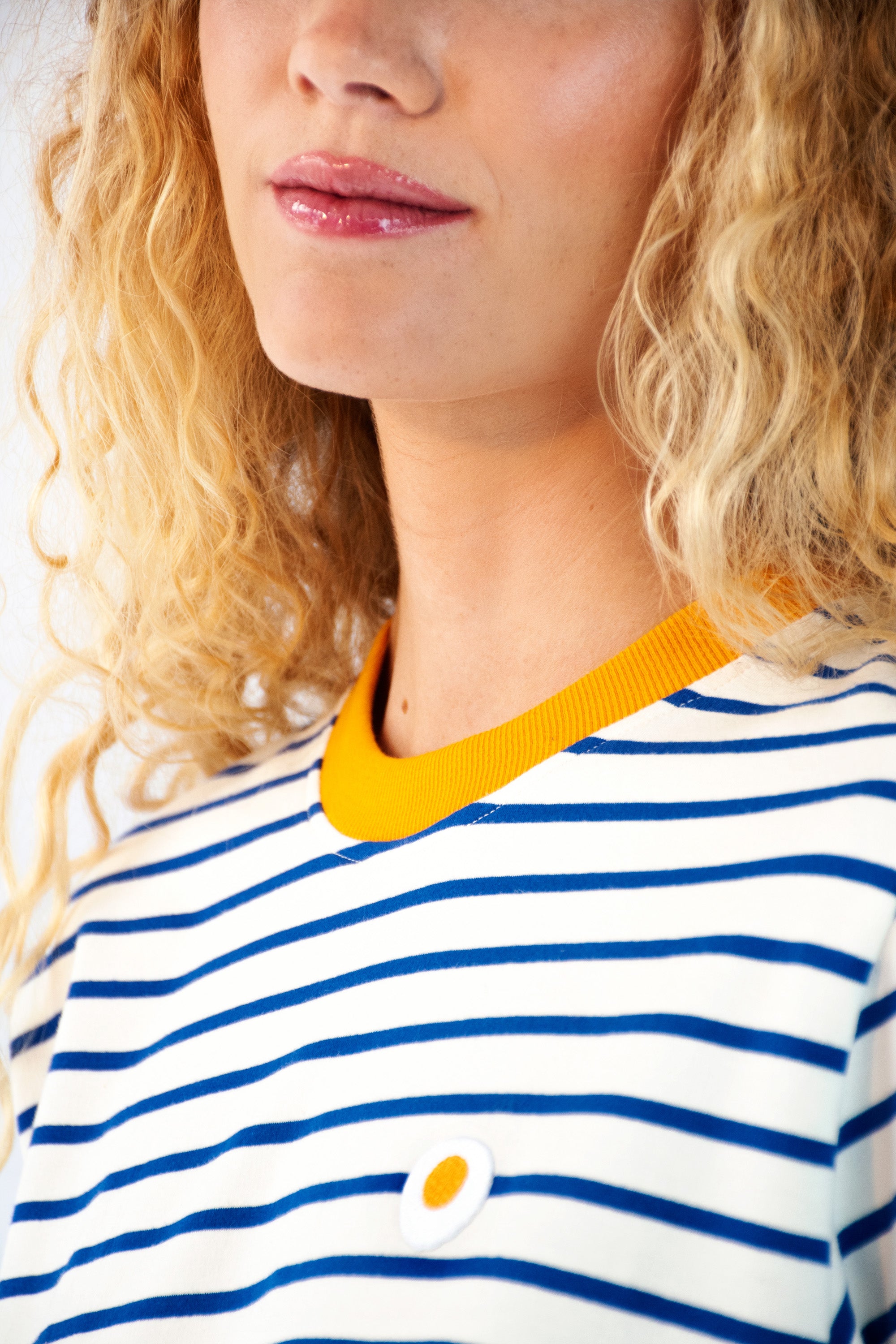 Striped Tee with Embroidered Egg