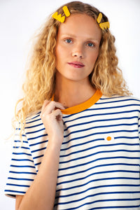 Striped Tee with Embroidered Egg