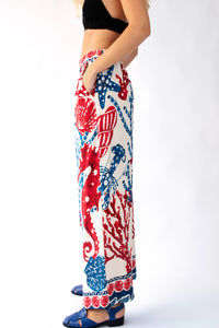 Wide Leg Pants with Pleats in Seahorse