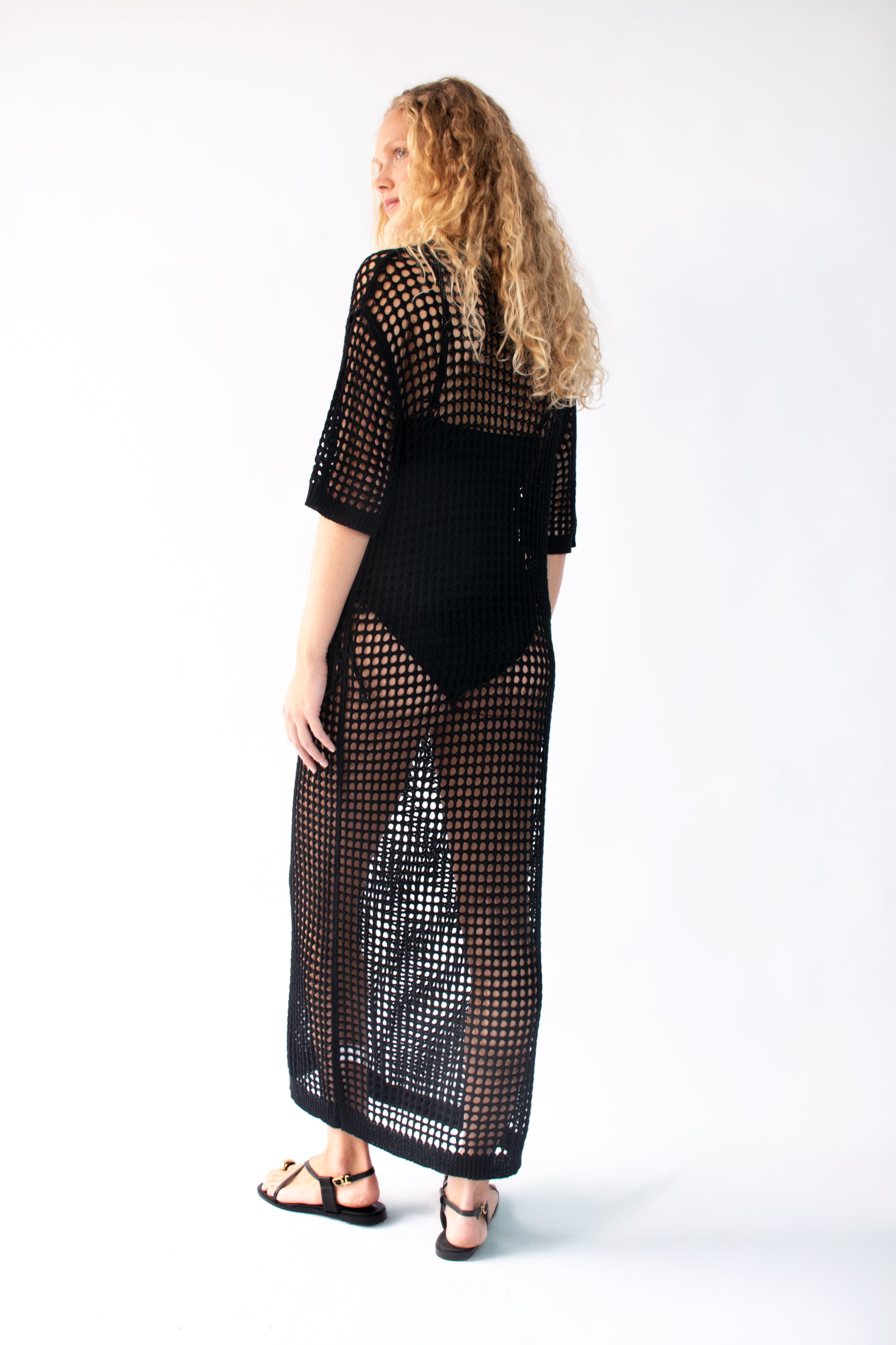 Fishnet Maxi Cardigan