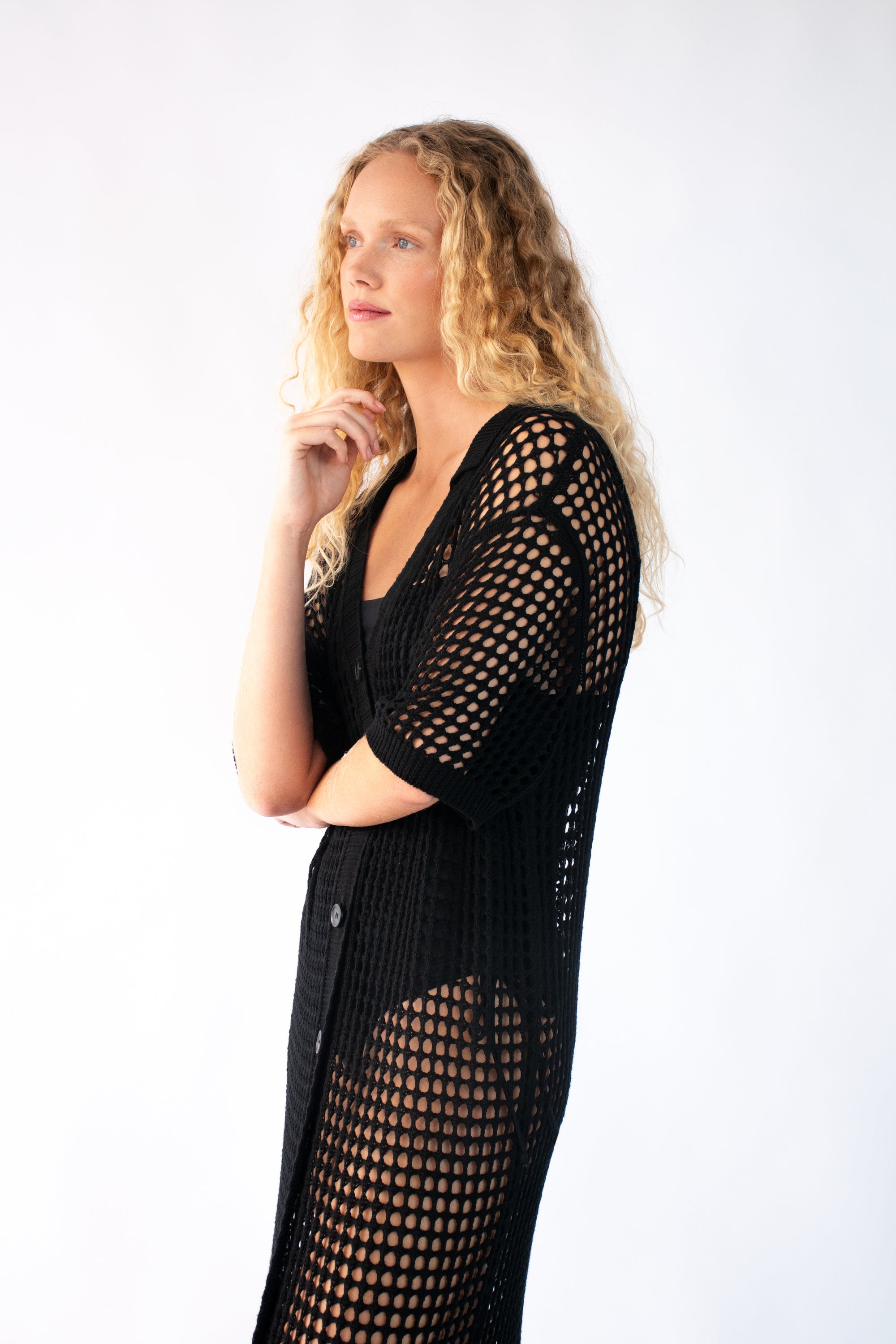 Fishnet Maxi Cardigan