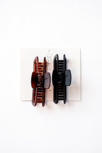 2 pack Giant Hair Claw Clips in Tortoise and Black 