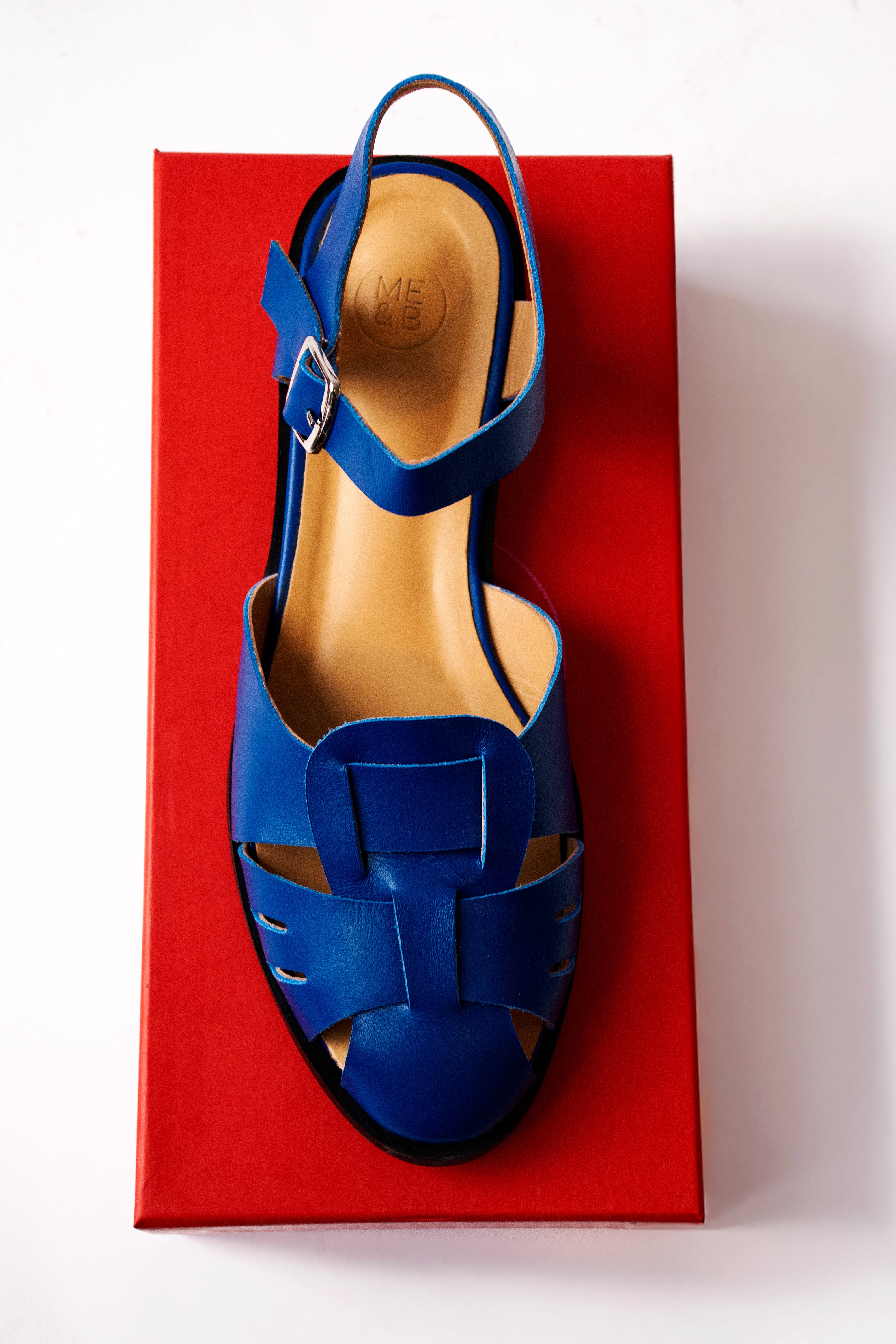 Caged Sandal in Cobalt