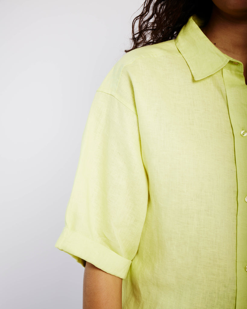 Oversized Linen Shirt in Lime - Me&B