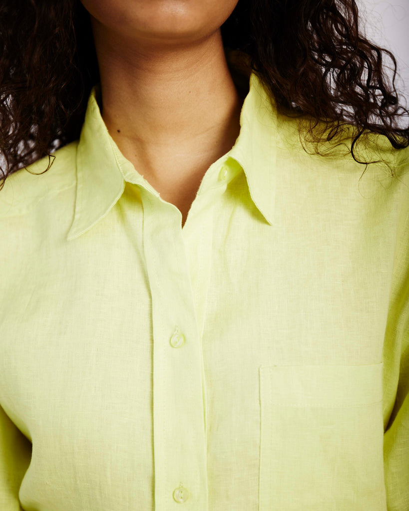 Oversized Linen Shirt in Lime - Me&B