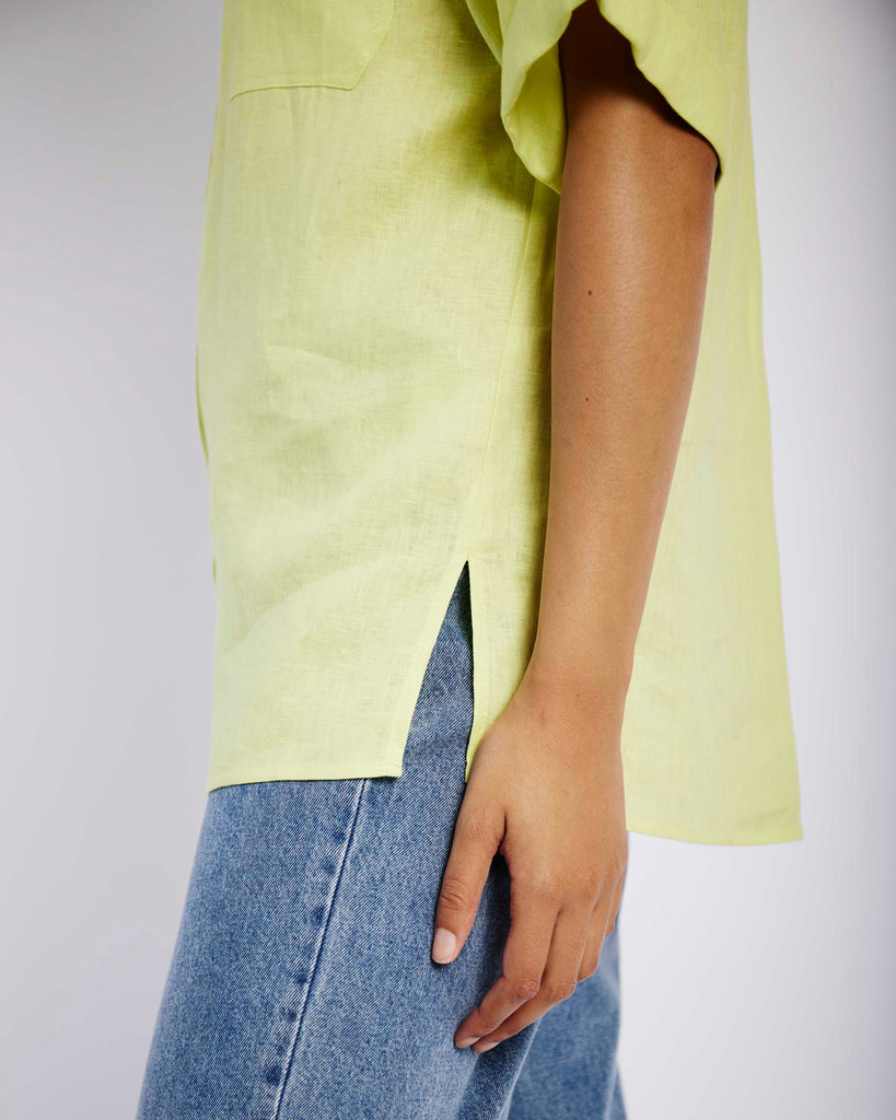 Oversized Linen Shirt in Lime - Me&B