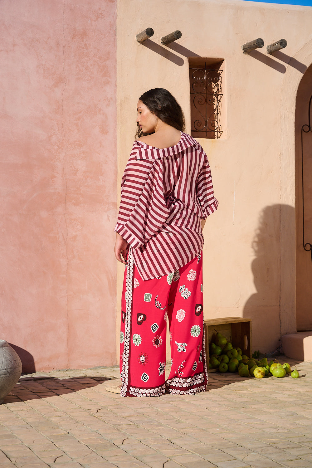Tea Berry Wide Leg Pant in Moroccan Print