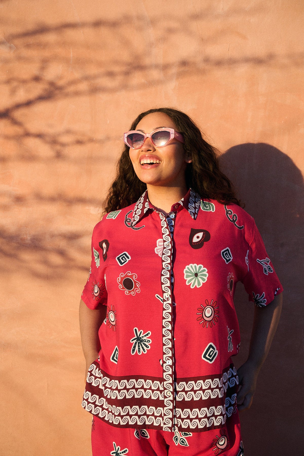Moroccan Border Shirt in Tea Berry Print