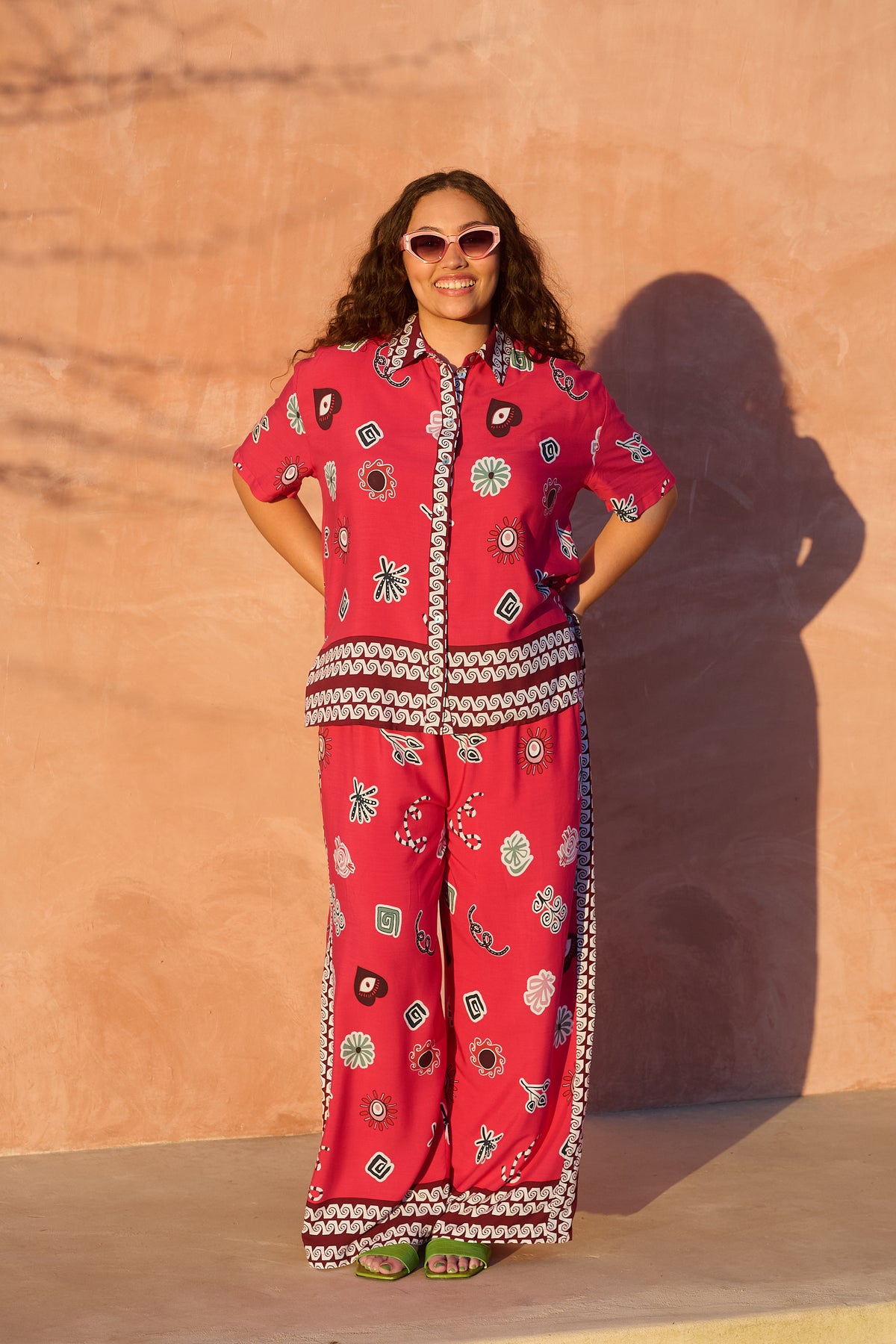 Moroccan Border Shirt in Tea Berry Print