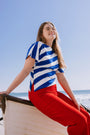 Adjustable Waist Wide Leg Jeans in Red