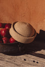 Raffia Straw Hat with Turn Up Hem