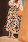 Shirring basque maxi skirt with pockets