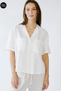 Revere Collar Linen Shirt in Milk - Me&B