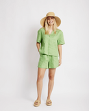 Revere Collar Linen Shirt in Avocado - Me&B