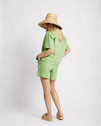 Revere Collar Linen Shirt in Avocado - Me&B