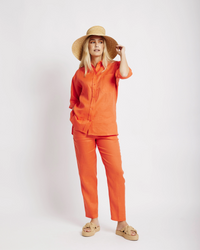 Oversized Linen Shirt in Coral - Me&B