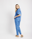 Revere Collar Linen Shirt in Blue - Me&B