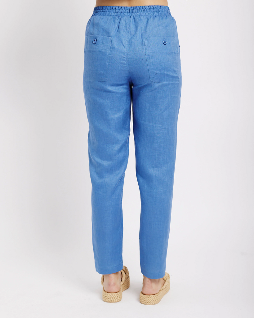 The Ultimate Tapered Leg Linen Pant in Blue - Me&B