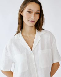 Revere Collar Linen Shirt in Milk - Me&B