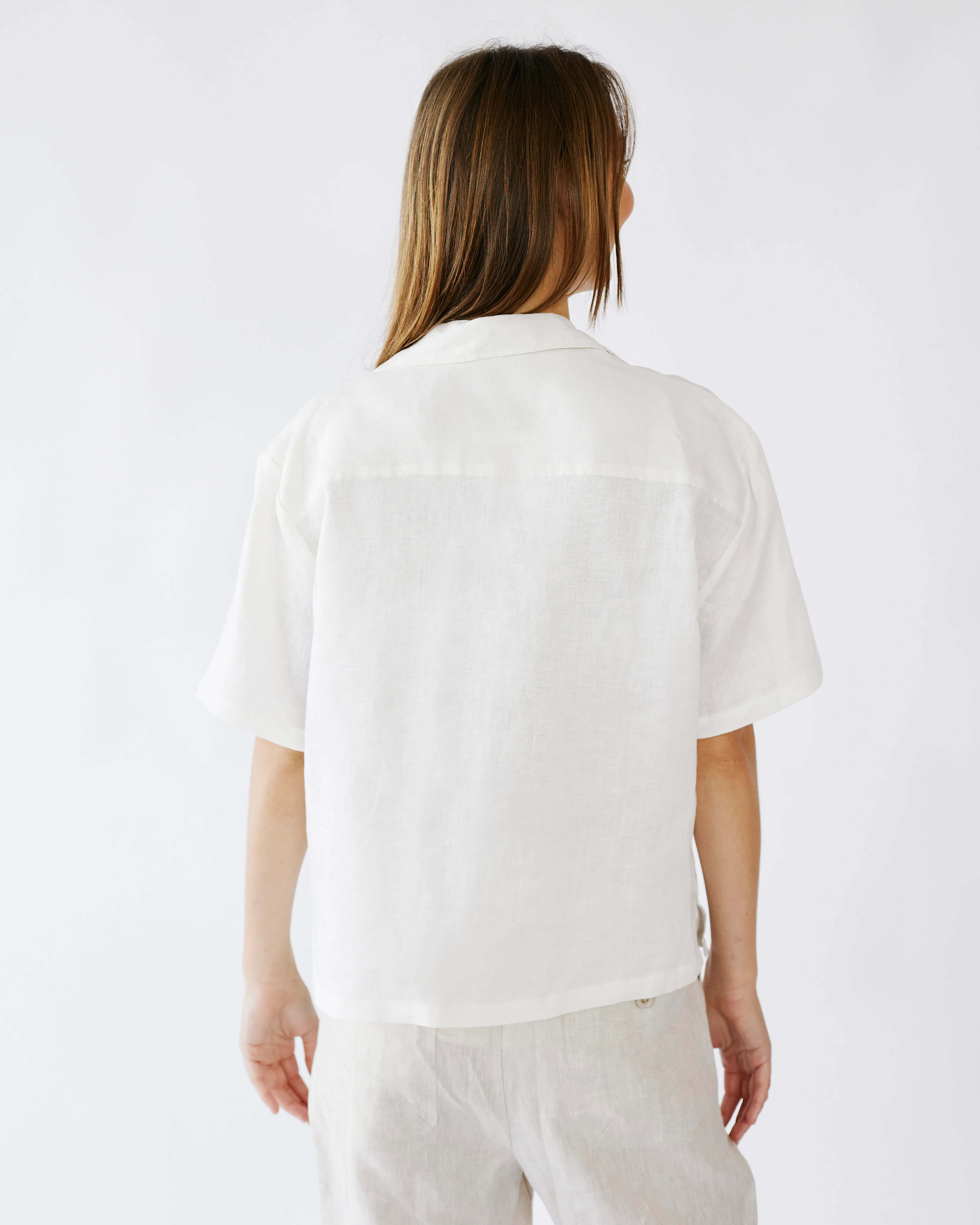 Revere Collar Linen Shirt in Milk - Me&B